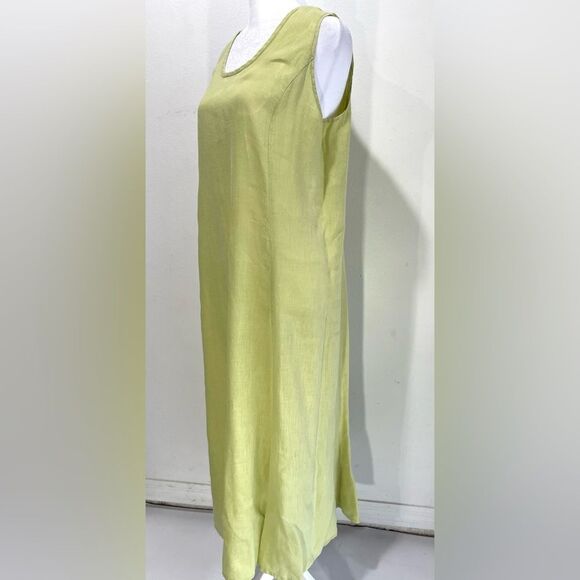 Flax 100% linen maxi dress casual summer classic summer vacation green Women S - Picture 3 of 8